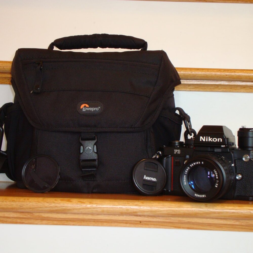 Nikon F3 HP 35mm Film Camera w/AS-4 Flash Adapter & 100mm Lens READ DESCRIPTION!